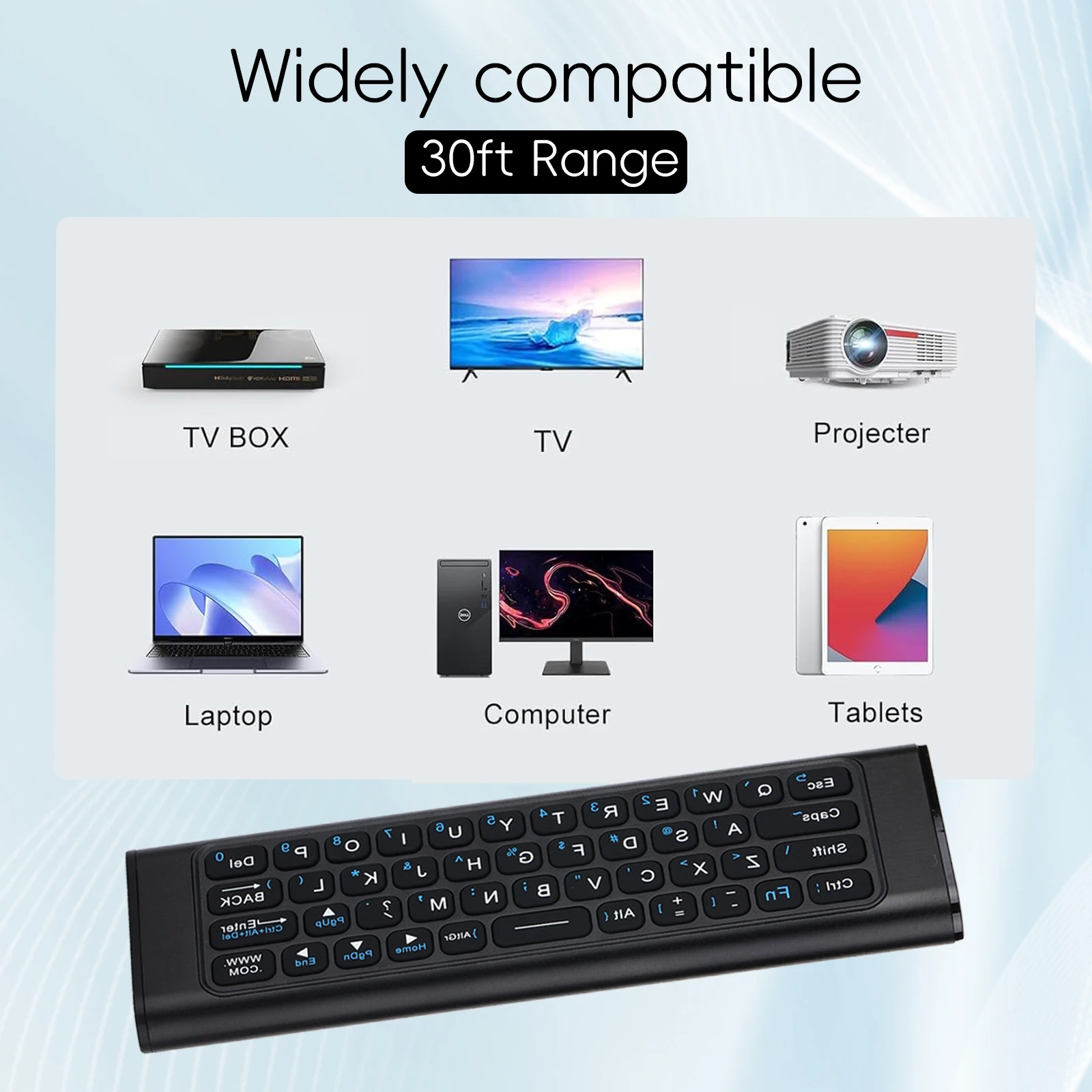 2024 IPazzPort PC Remote Mini 2.4G/BT Wireless Keyboard W/Air Mouse & IR Remote, Aluminum for Smart TV/Android/PC