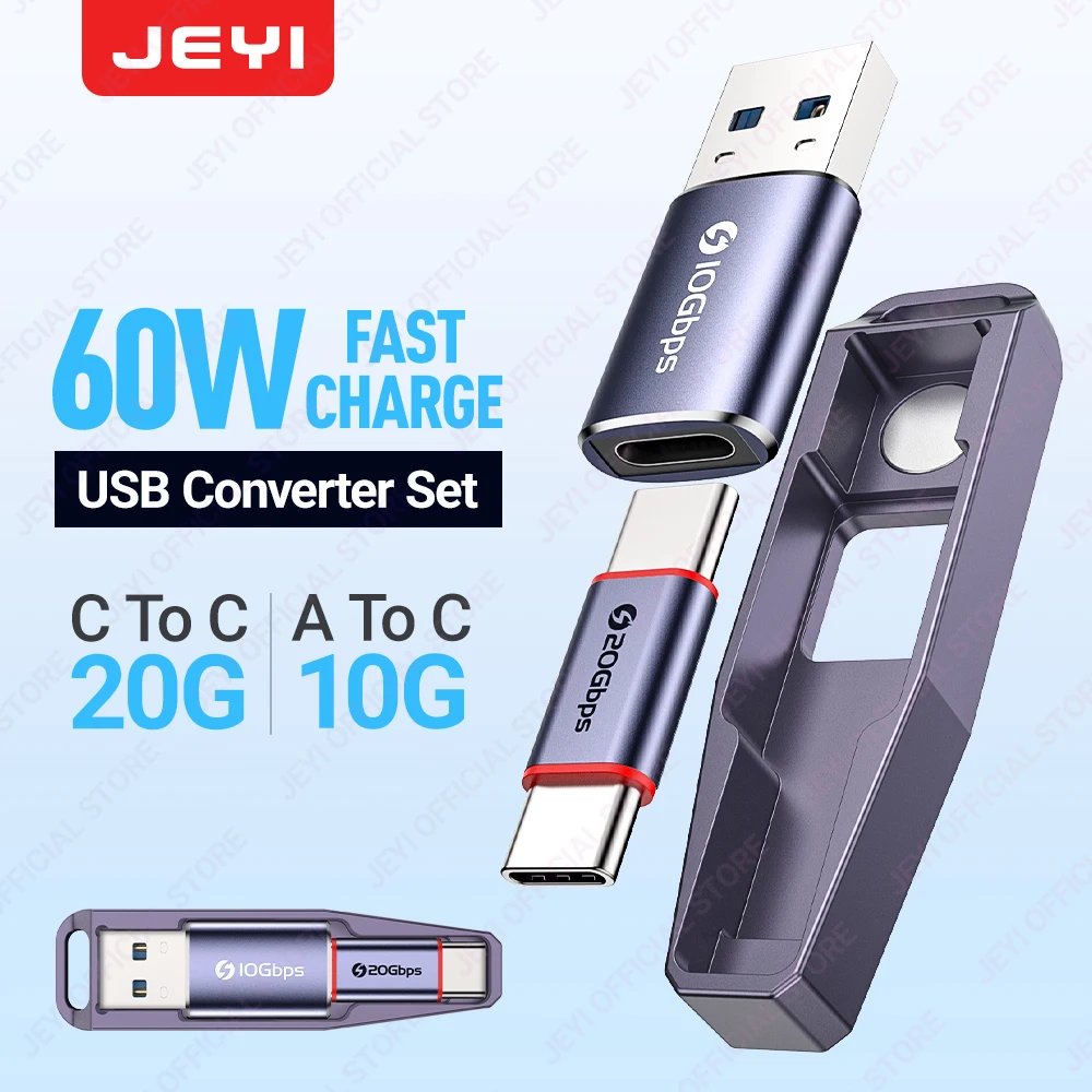 JEYI USB Adapter Set, Type-c Converter USB-A to USB-C 10G, USB-C to USB-C 20G with Fast Charge OTG for iPhone 15 Pro Max iPad