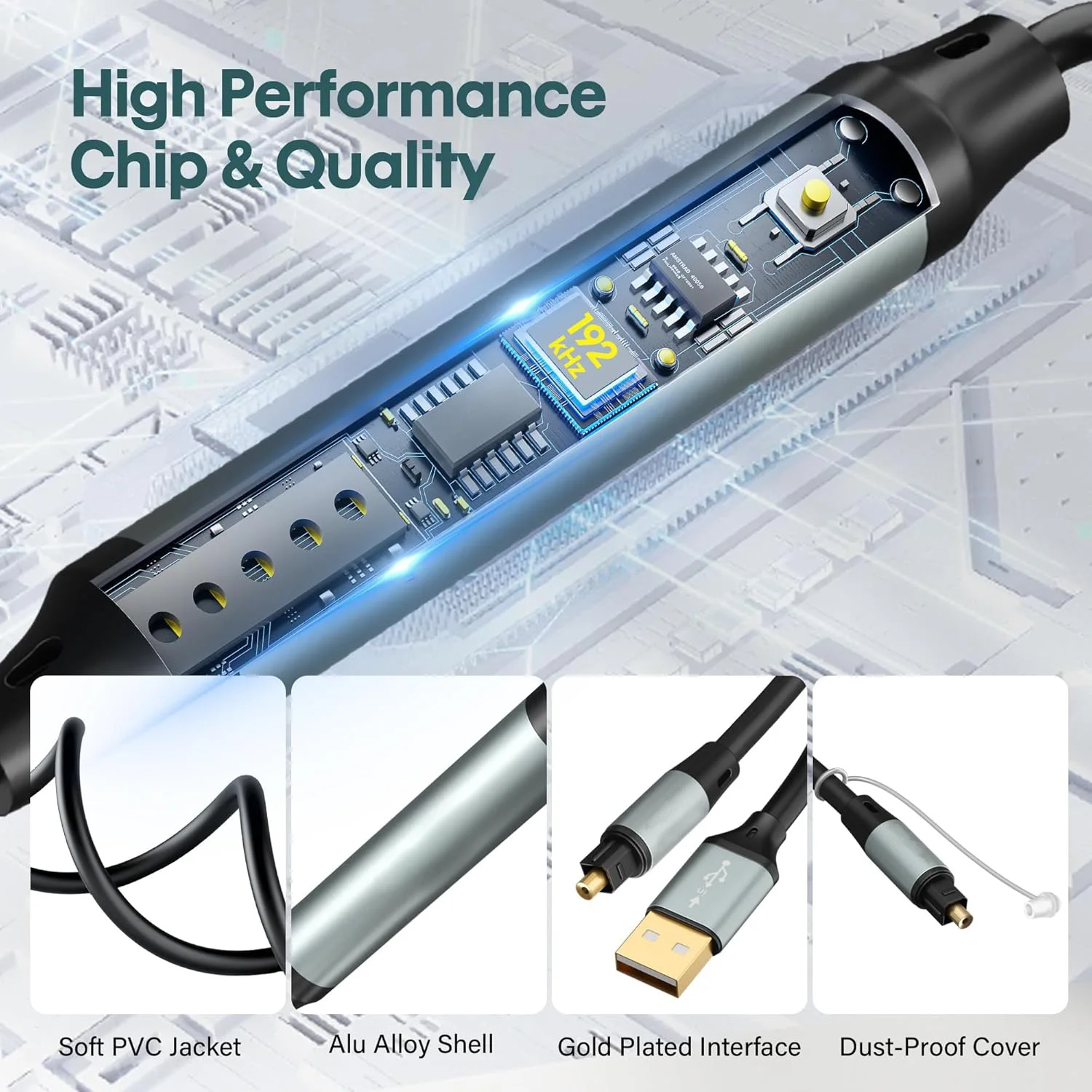 USB A 2.0 to Toslink Digital Optical Audio Cable,USB Male to SPDIF Port Male Fiber Optic Adapter, for Windows Mac PS5/PS4 Laptop