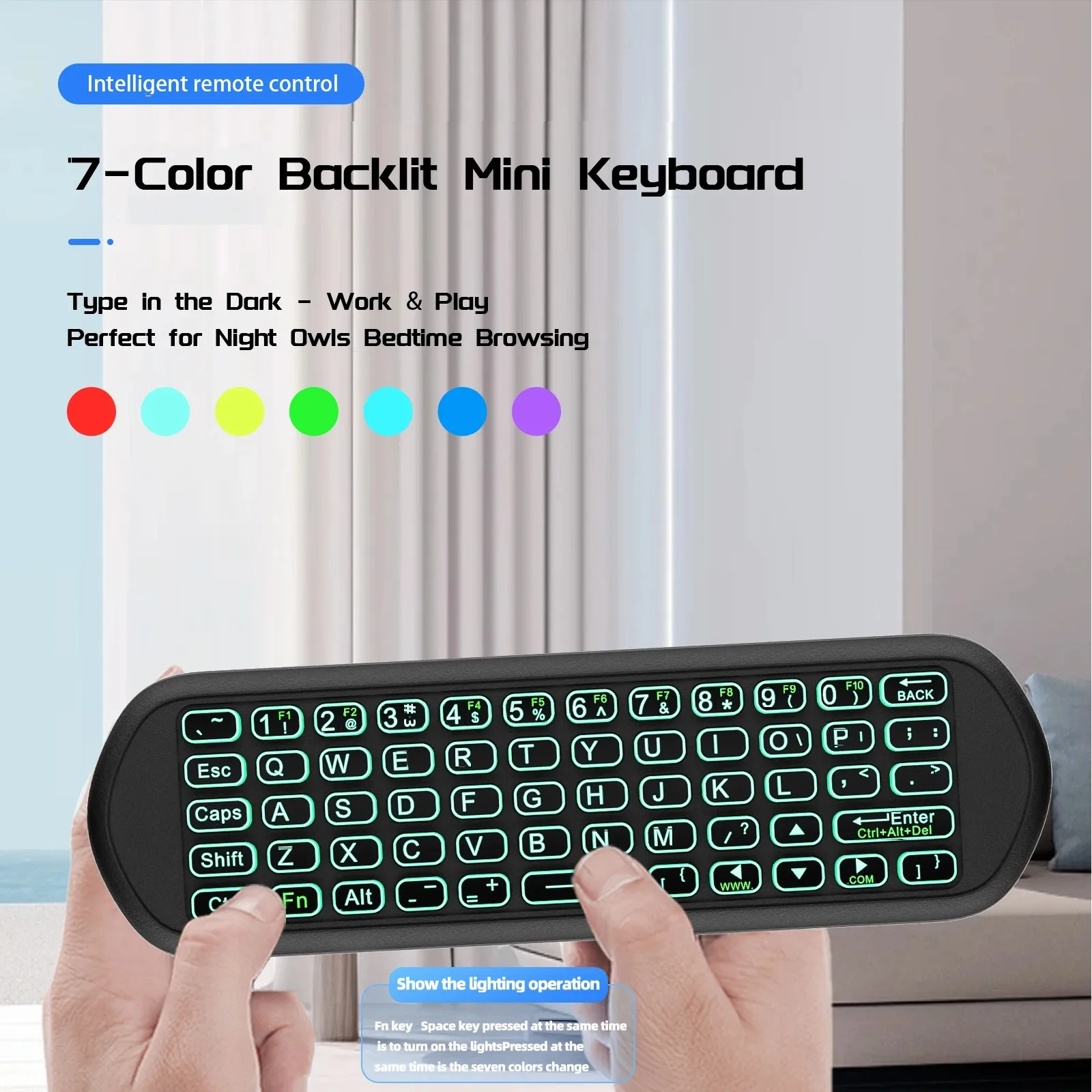 Universal Backlit Air Mouse Remote, 2.4G Bluetooth Keyboard Controller for Smart TV PC Android TV Box, HTPC, Raspberry Pi 5