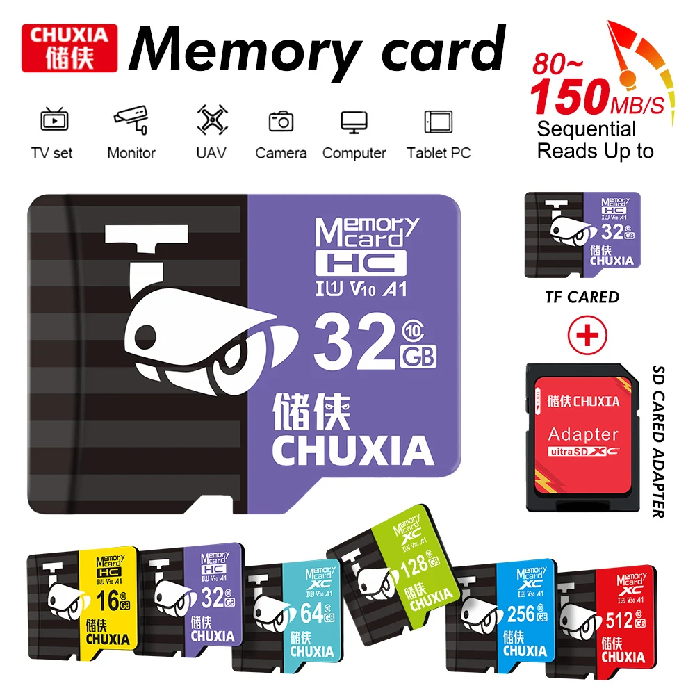 Z-suit New TF Mini SD Card 256GB 512GB 128GB 64GB Class 10 Micro Flash Memory Card for Phone/Computer/Camera/ Monitor Flash Card