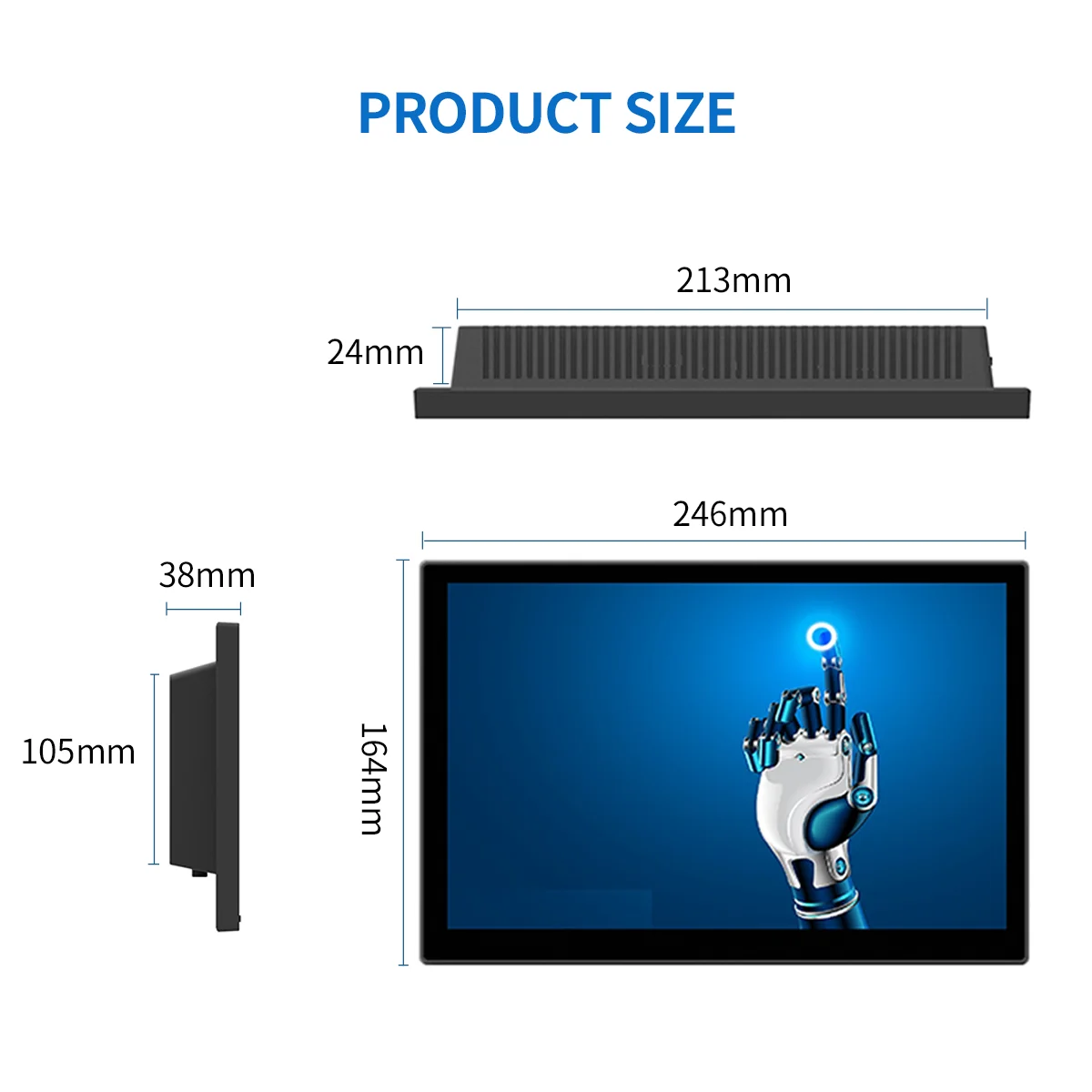 10.1 inch Monitor FHD 1280X800 Industrial Display for Office Home Monitoring Support VAG HDMI  BNC DVI With Stand Speaker
