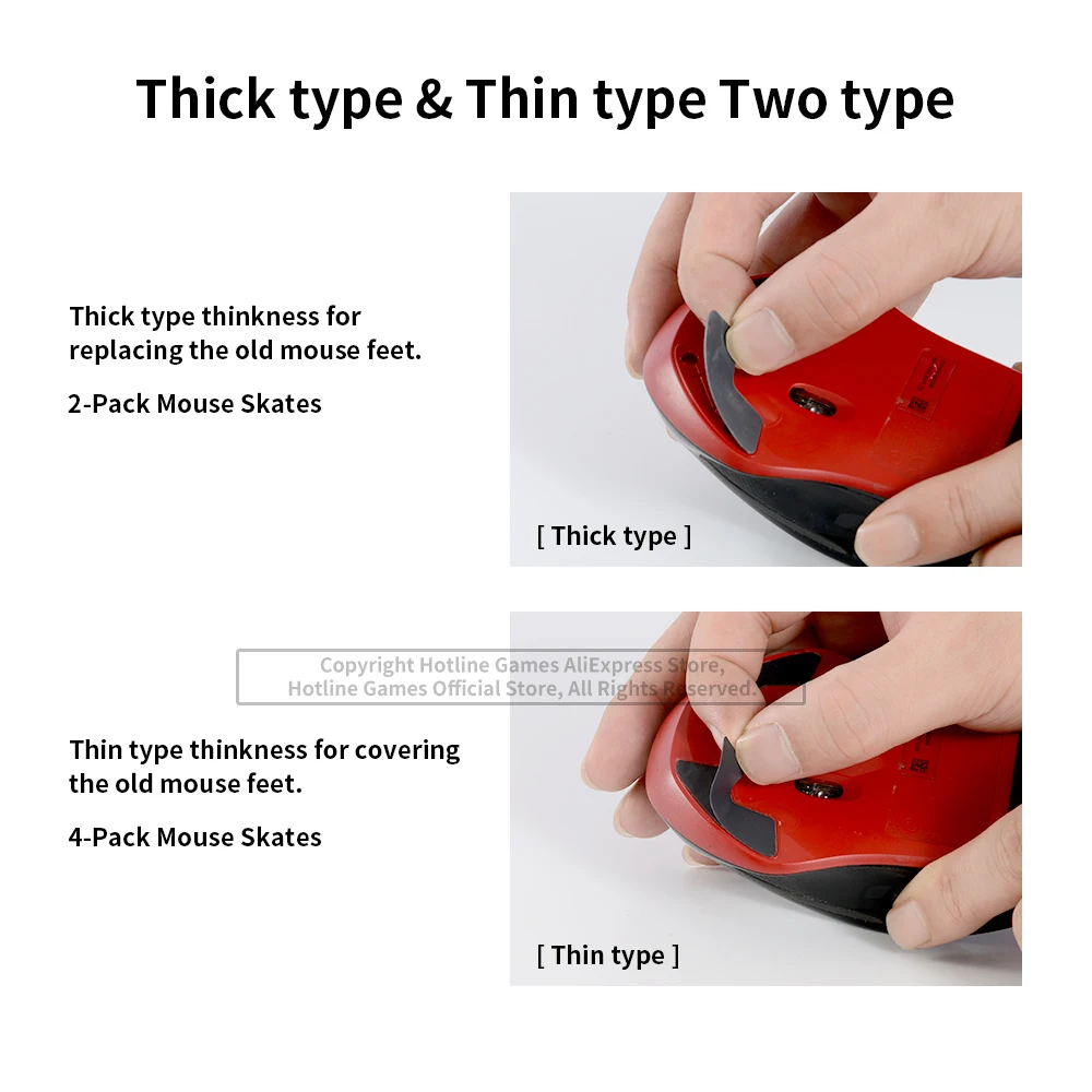 2 Sets Hotline Games 3.0 Mouse Skates Mouse Feet Replacement for Logitech G MX518 Gaming Mouse,Smooth,Durable,Glide Feet Pads