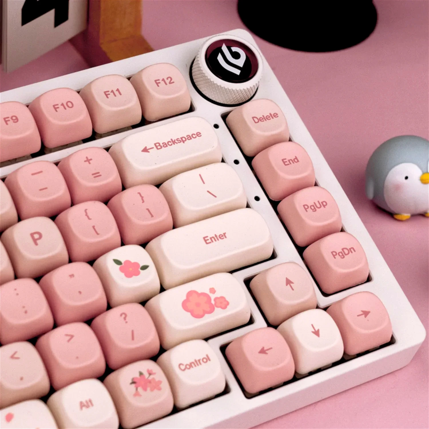 Sakura Pink MOA Keycaps PBT 142 Keys Cream Strawberry for 60/64/84/98/108 Gaming Mechanical Keyboard MX Switch