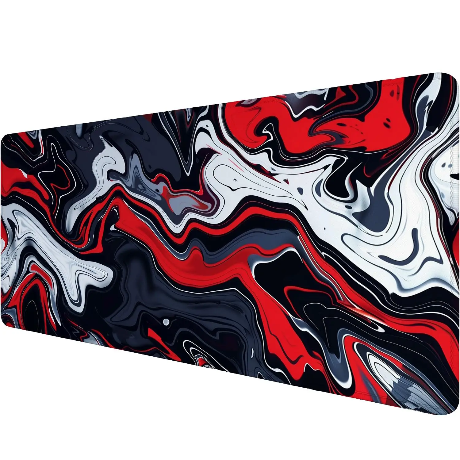 Red Marble Pattern Gaming Mouse Pad, Abstract Black and White Mouse Pads, Laptop Keyboard Mats, Desk Mat, Office Home Decor