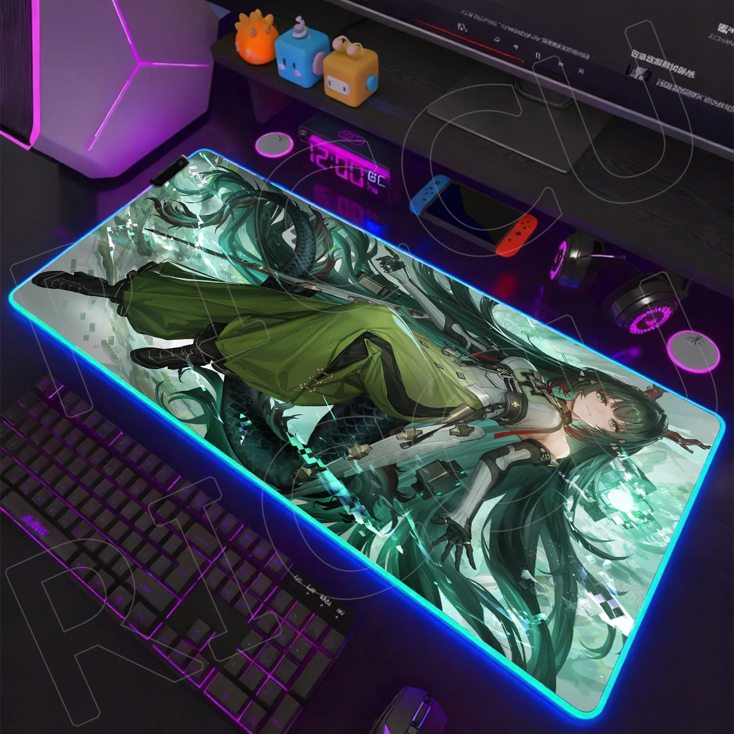 RGB HD XXL Arknights Endfield Zhuang Fangyi Mouse Pad Anime Girl Mousepad Large Gamer Laptop Gaming PC Accessories LED Desk Mat