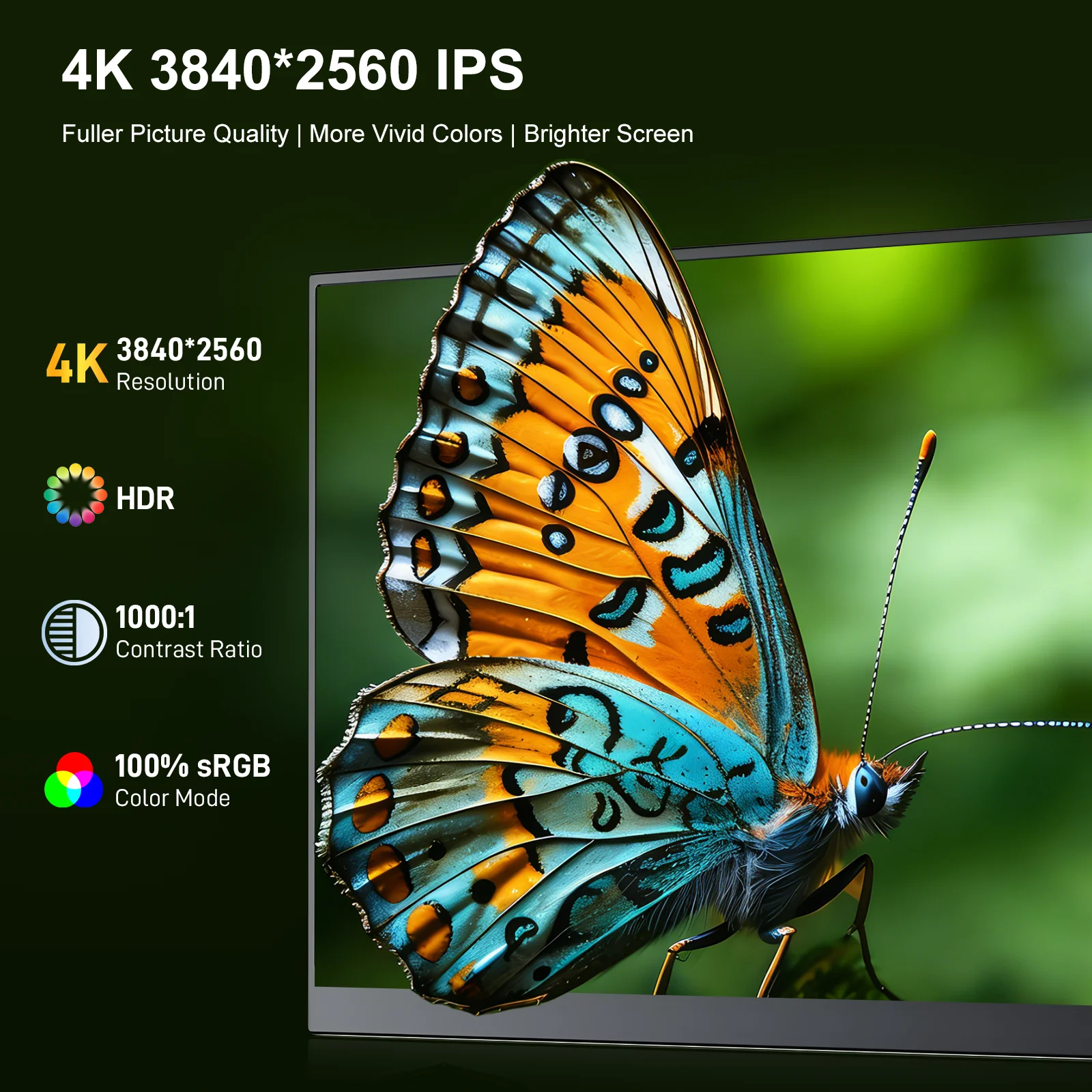 14 Inch Portable Monitor 4K 3840x2560P HDMI Type-C Port Mac OS PS5 Laptop Gaming External Display Compatible for Multiple Device