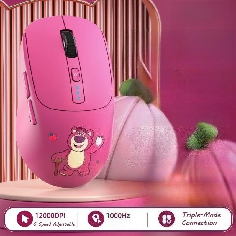 Stitch Smart Bluetooth Tri-Mode Mouse 2.4G Wireless Connection Cute Cartoon Strawberry Bear Silent Mouse Gaming & Office Mouse