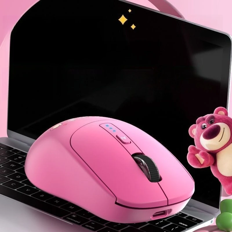 Stitch Smart Bluetooth Tri-Mode Mouse 2.4G Wireless Connection Cute Cartoon Strawberry Bear Silent Mouse Gaming & Office Mouse