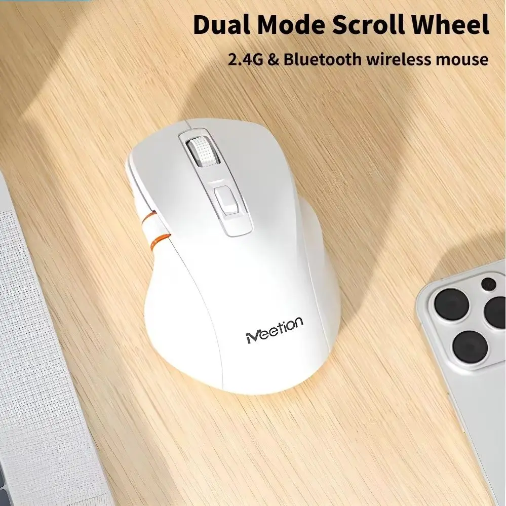 Dual Mode Wireless Mouse,BT/2.4G,White/Black,DPI Adjustable,Ergonomic Design Bussiness Slient Mouse For Laptop PC Computer