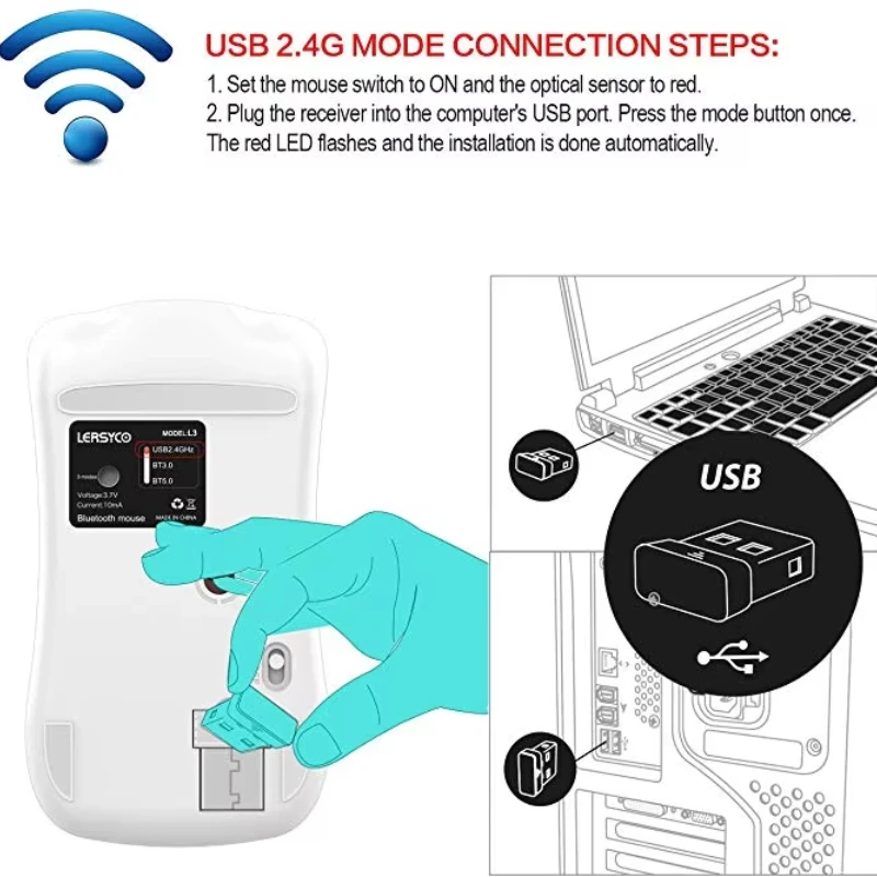 New 2.4G Wireless +Bluetooth 5.0+3.0 Mouse Three-Mode Mute Rechargeable Mouse Ultra-Thin Aluminum Gaming Wireless Mouse