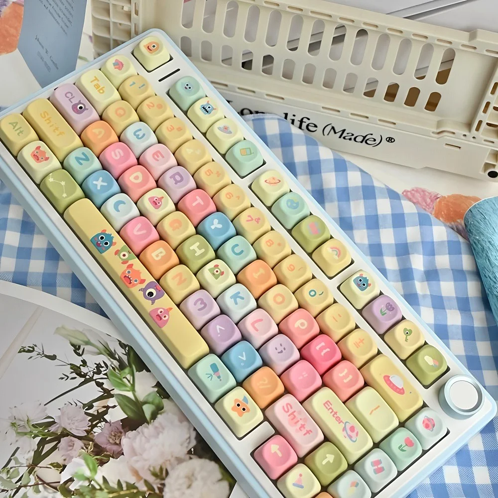 MOA Keycaps PBT 133 Keys Graffiti Monster Cute Candy for 60/64/84/98/108 Gaming Mechanical Keyboard MX Switch