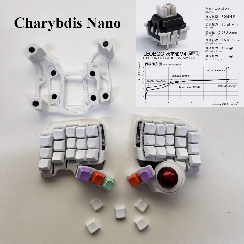 Charybdis Nano Trackball Keyboard with Bracket Hotswap Bluetooth Wireless/wired Charybdis MK2/Mini Split Keyboard Ergonomics