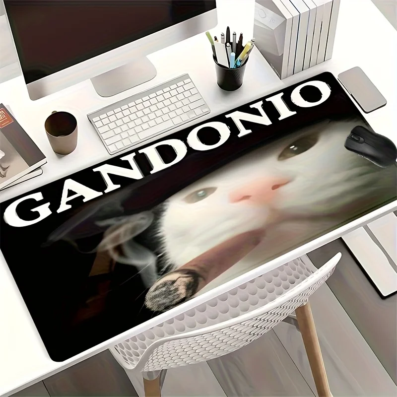 Large Funny Cat Meme Mouse Pad Non-Slip Rubber Desk Mat Cat Home Office Gaming Setup Gamer Setup Decoration Keyboard Desk Pad