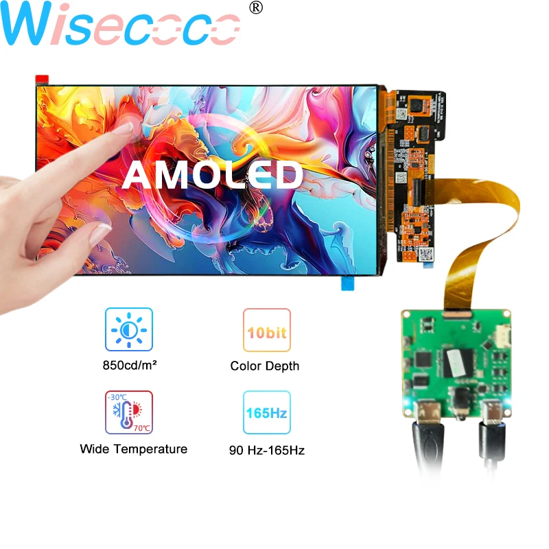 Wisecoco 7 Inch OLED 90HZ 850Nits Touch Display 1920x1080 10Bit IPS High Brightness Screen for Raspberry Pi PS5/4 Gaming Switch