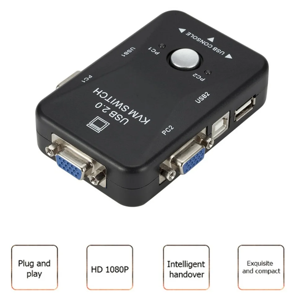 BGGQGG KVM Switch vga Cable  USB 2.0 vga splitter Box for USB Key keyboard mouse monitor adapter usb Printer switch High Quality