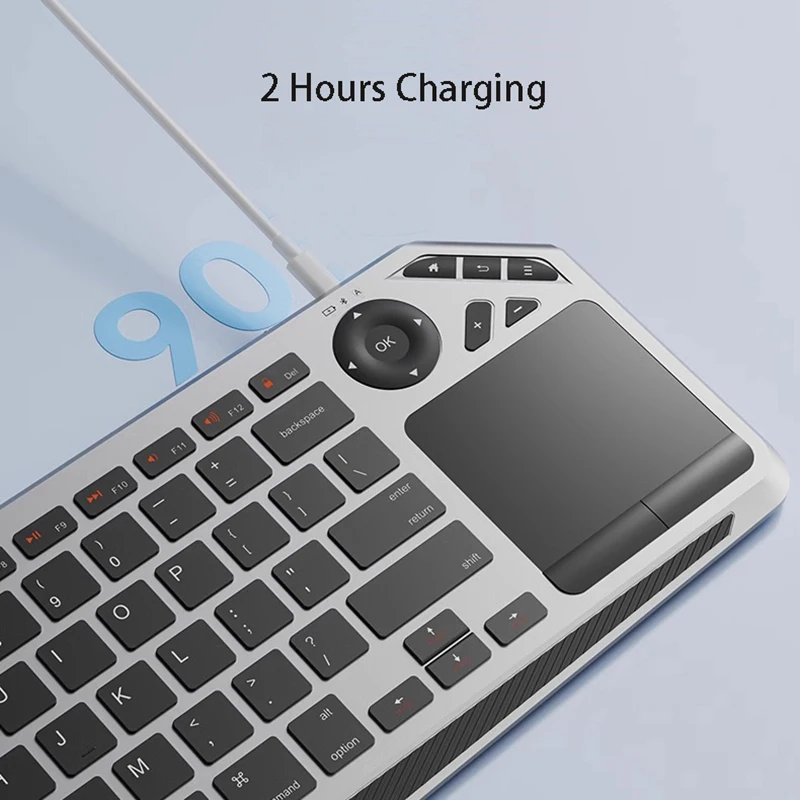 with Bluetooth 2.4G Wireless Keyboard Rechargeable TV Keyboard with TouchPad Multimedia Control Key for iPad iOS iPhone Android