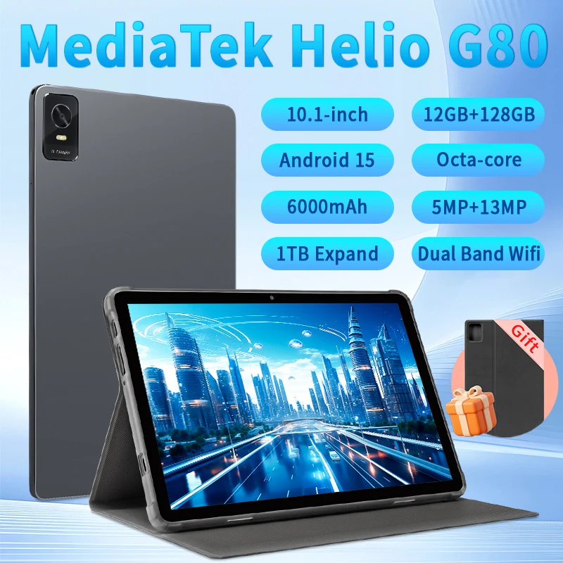 Paitanry 10 inch Tablet Android 2025 12GB(6+6GB)RAM+128GB ROM Dual Camera 8 Core 1280*800 Screen Global 5G WIFI 10Inch Tablet