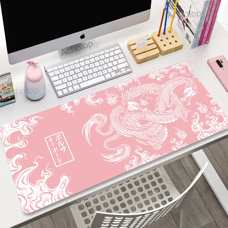 Large Mouse Pad Gaming Mousepad 100x55cm Mouse Mat Chinese Dragon Art Gamer Mousepads PC Desk Pads Pink White Keyboard Mats XXL