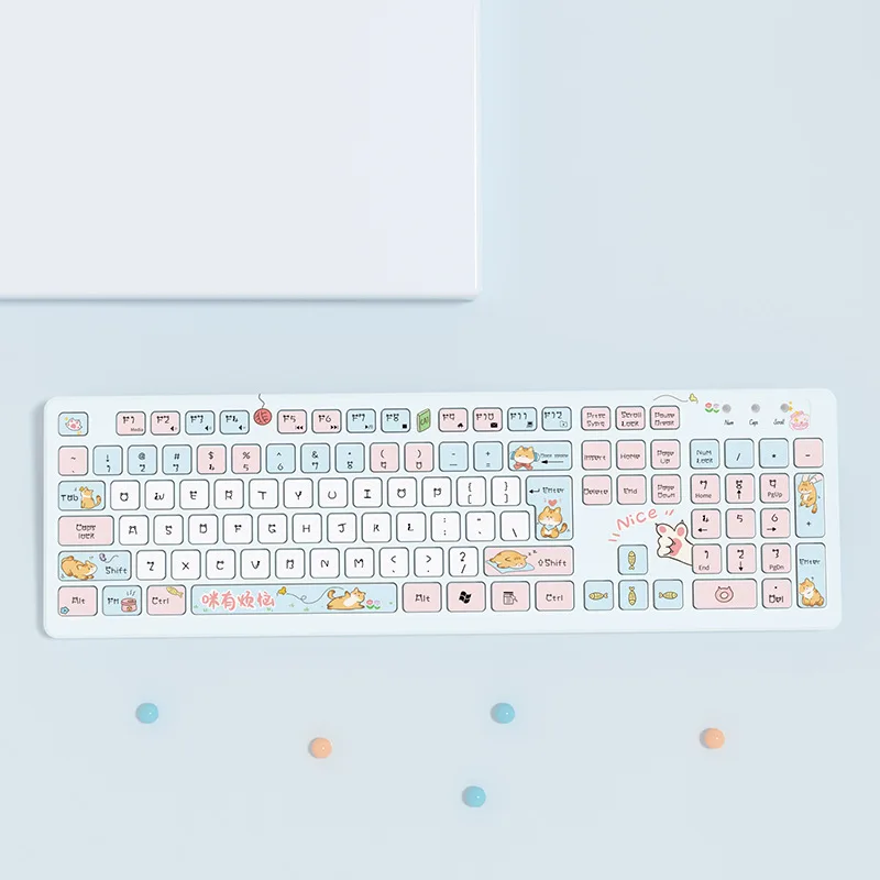 Portable Lightness Painted Cute Ultra Slim Silent Ergonomics 2.4G Wireless And Wired Keyboard Female Office laptop For Girl Gift