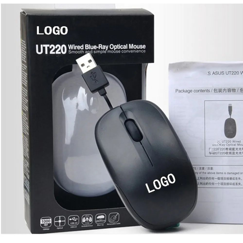 Portable Storage Wired Game USB Retractable Cable Silent Mouse Ergonomic Optical Mice For Office Home Computer PC Tablet Laptop