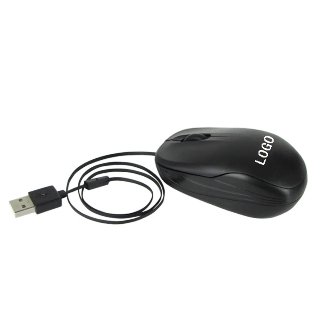 Portable Storage Wired Game USB Retractable Cable Silent Mouse Ergonomic Optical Mice For Office Home Computer PC Tablet Laptop