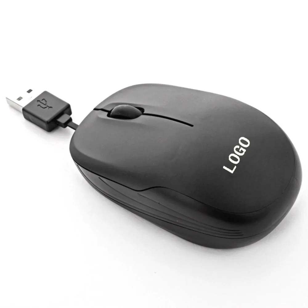 Portable Storage Wired Game USB Retractable Cable Silent Mouse Ergonomic Optical Mice For Office Home Computer PC Tablet Laptop