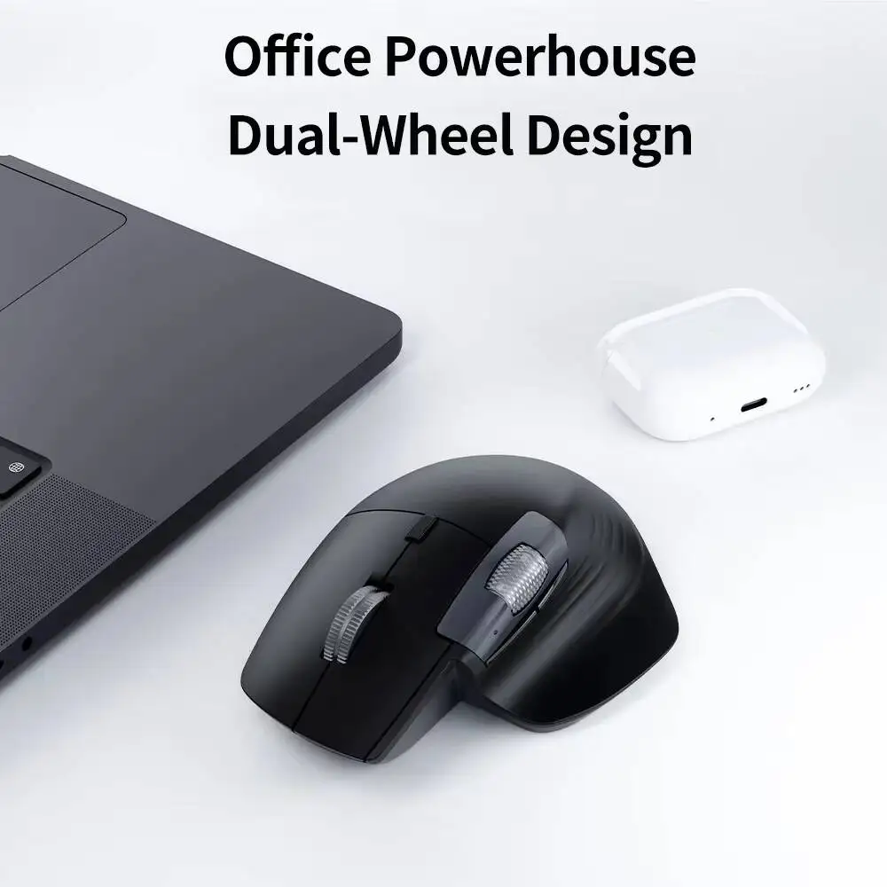Ergonomic Right Hand Office Mouse 2.4G+Bluetooth Dual Mode Rechargeable Silent Click High-Speed Roller Mice For PC Laptop Tablet