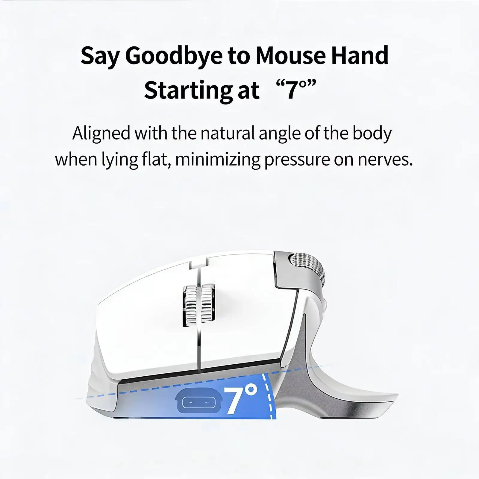 Ergonomic Right Hand Office Mouse 2.4G+Bluetooth Dual Mode Rechargeable Silent Click High-Speed Roller Mice For PC Laptop Tablet