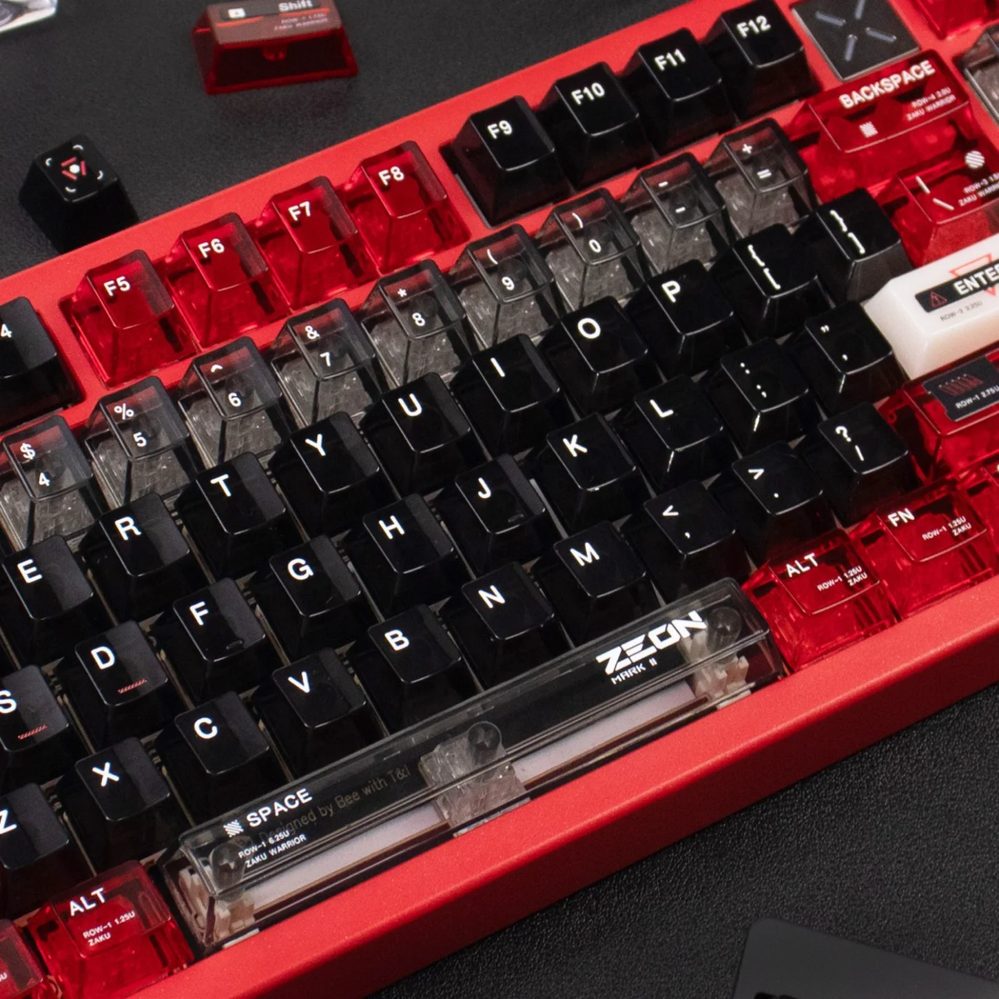 Transparent Mechanical Keyboard Keychain, Ruby Zagu Keycap Set, PC, Cherry Cap 130 Key UV Printed Wooting