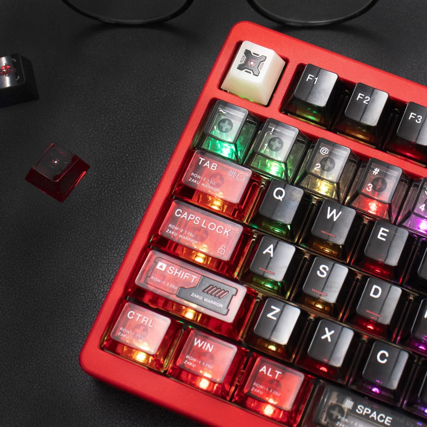 Transparent Mechanical Keyboard Keychain, Ruby Zagu Keycap Set, PC, Cherry Cap 130 Key UV Printed Wooting