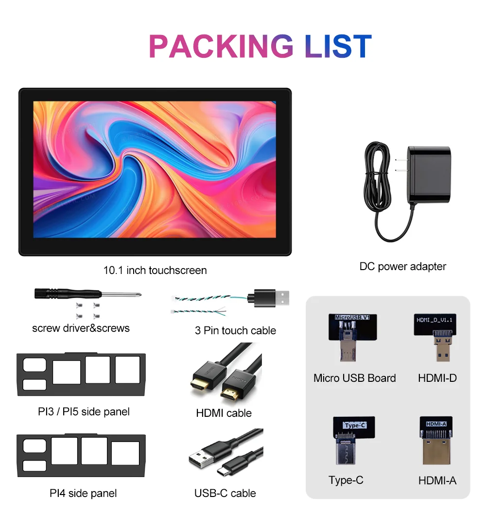 10.1" Touch Screen Monitor 1280x800 Suitable for Raspberry Pi 5 4 3 Switch XBox PS4 Laptop PC TV  Multi Device Extension Display