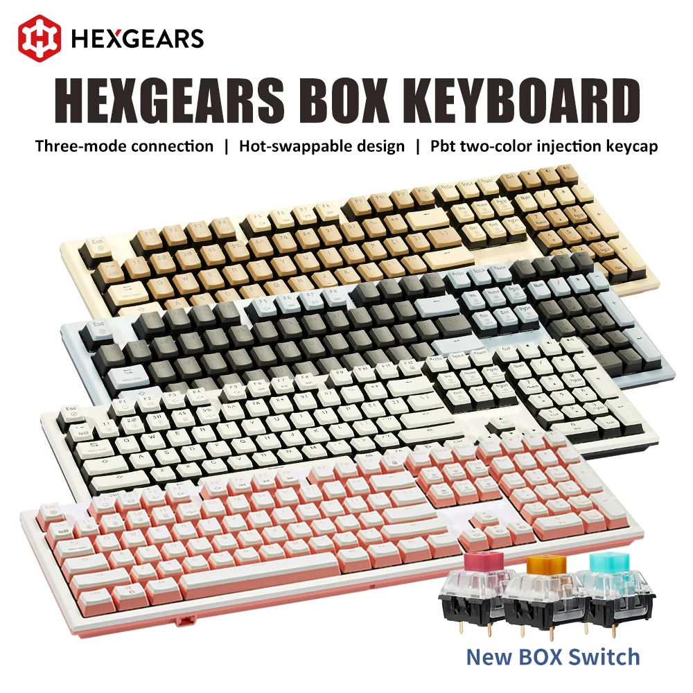 HEXGEARS X5Pro Wireless Bluetooth/2.4G Mechanical Keyboard Hot-Swappble Switch Triple mode Gamer Keyboard with PBT Keycap