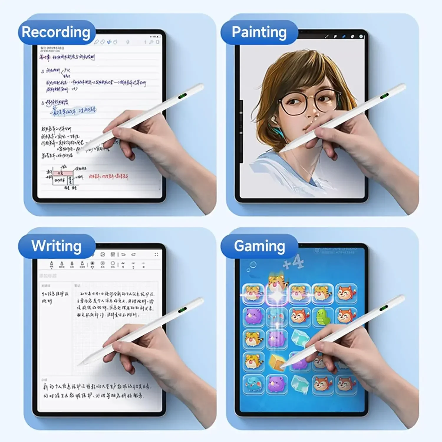 Universal Stylus Pen With LED Digital Power Display For iPad Samsung Lenovo Xiaomi Tablet Pen S8 S7+S7FE S6lite A7 A8 P12 Y700