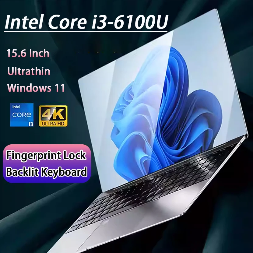 2026 New Arrival Brand NEW 15.6'' Desktop Laptop Computer 16GB RAM 256GB 512GB 1TB 2TB SSD Intel i3-6100U Portable Notebook Windows 11 Laptops Office Study Game PC Computer