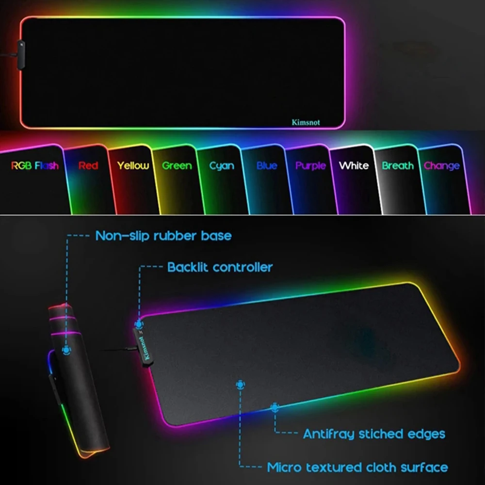 RGB PC Gaming Nier Automata 2b Mouse Pad XXL Luminescence Cool Mousepad Backlight Gamer Large Desk Mat LED Keyboard Light Carpet