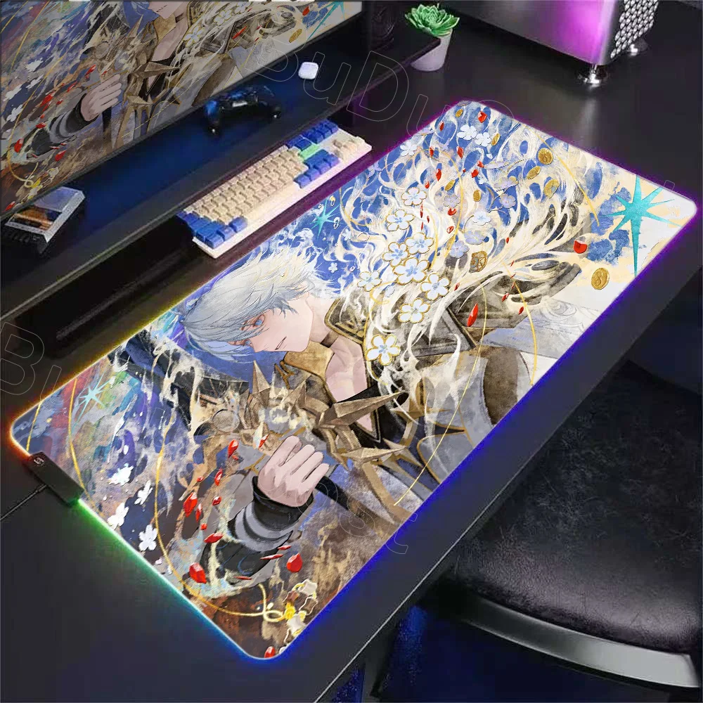 New Arrival Honkai Star Rail Phainon RGB Mouse Pad LED Gaming Desk Mats 900x400mm Gamer Large Light MousePads PC Computer Carpet
