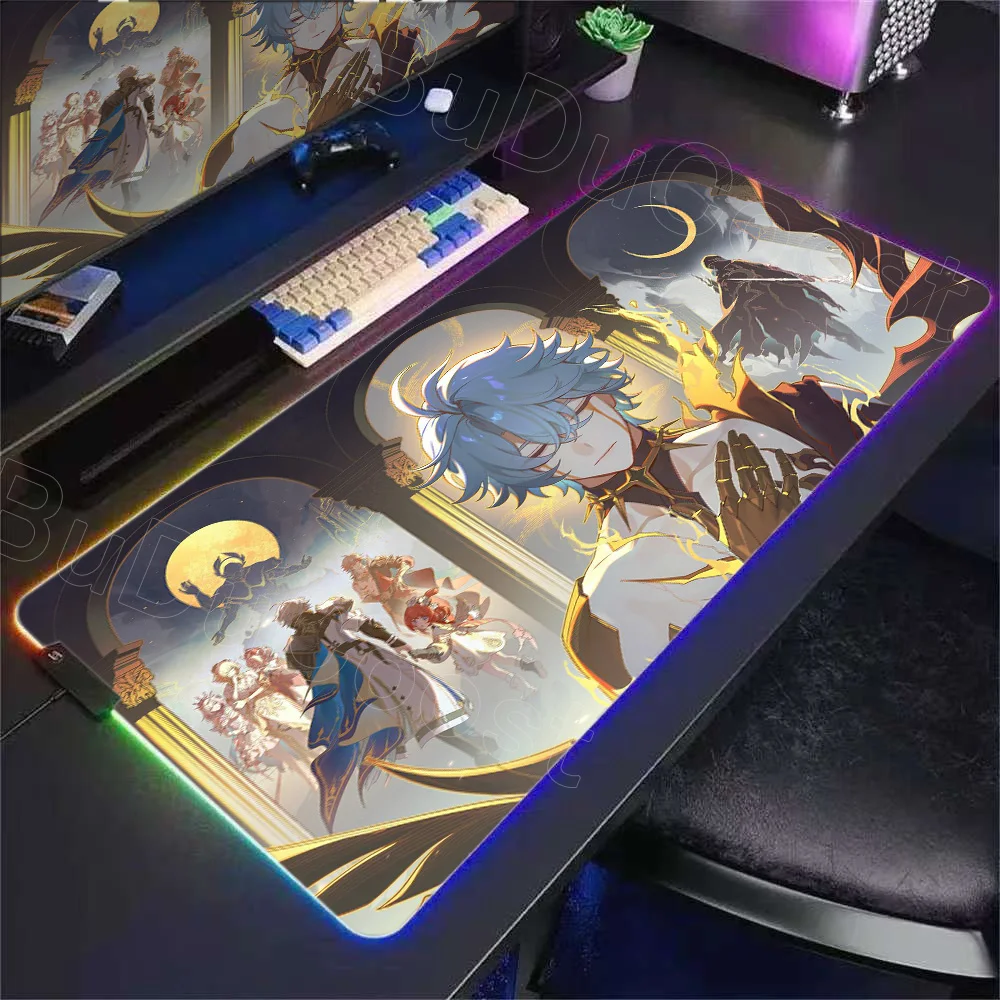 New Arrival Honkai Star Rail Phainon RGB Mouse Pad LED Gaming Desk Mats 900x400mm Gamer Large Light MousePads PC Computer Carpet
