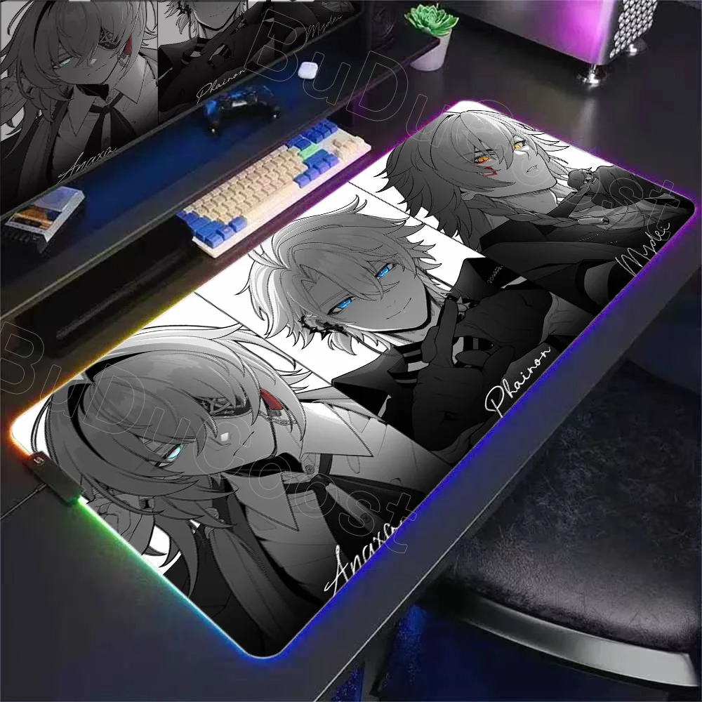 New Arrival Honkai Star Rail Phainon RGB Mouse Pad LED Gaming Desk Mats 900x400mm Gamer Large Light MousePads PC Computer Carpet
