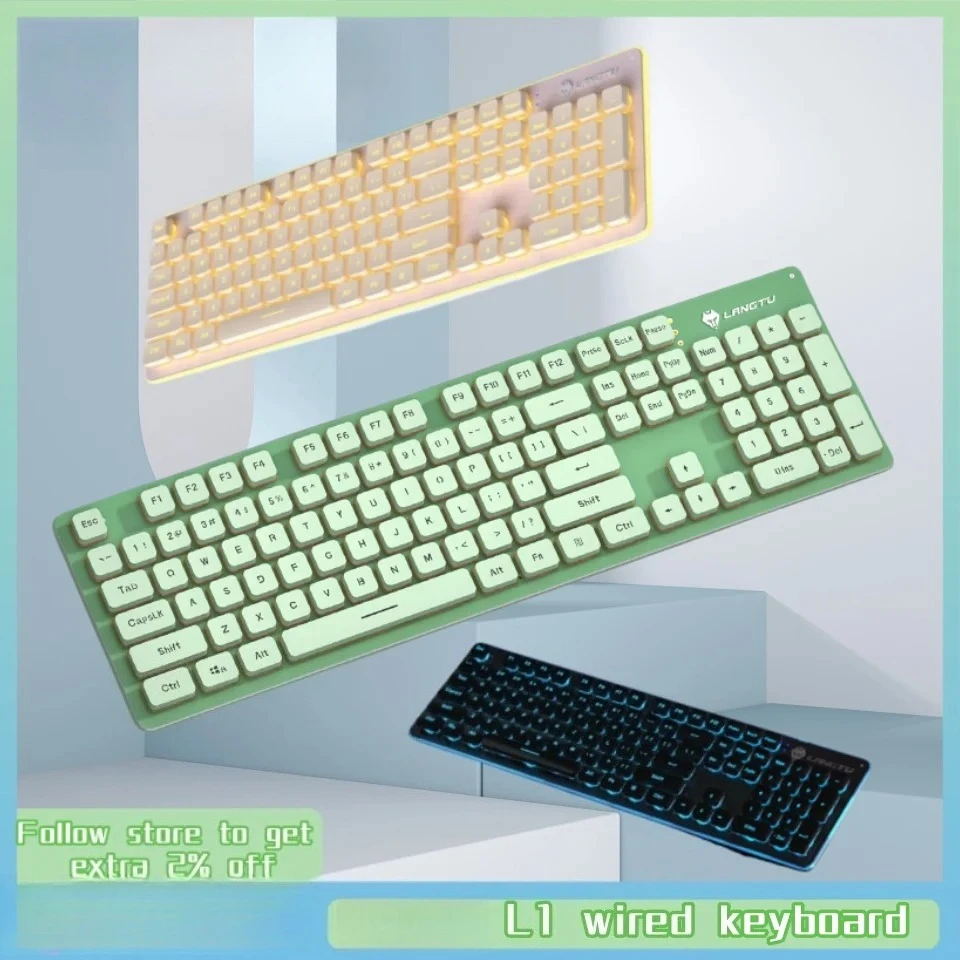 L1 Wireless Film Keyboard 104 Keys Illuminated Suspended Silent  Abs Material Usb  Gaming Office Computer Peripherals