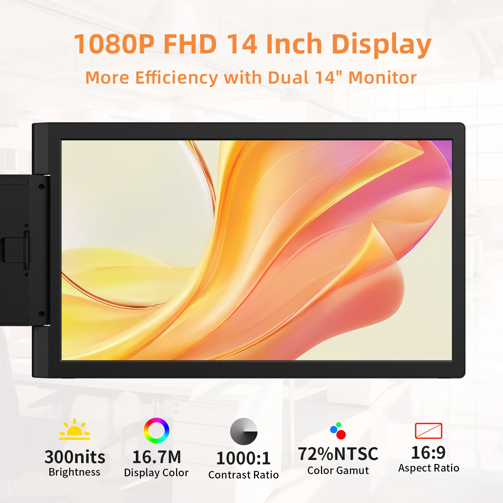 Amoudo 14 Inch1920*1080P Portable Monitor Screen Extender  Portable Monitor with USB-C HDMI Port for Windows Mac Switch PS5 Xbox