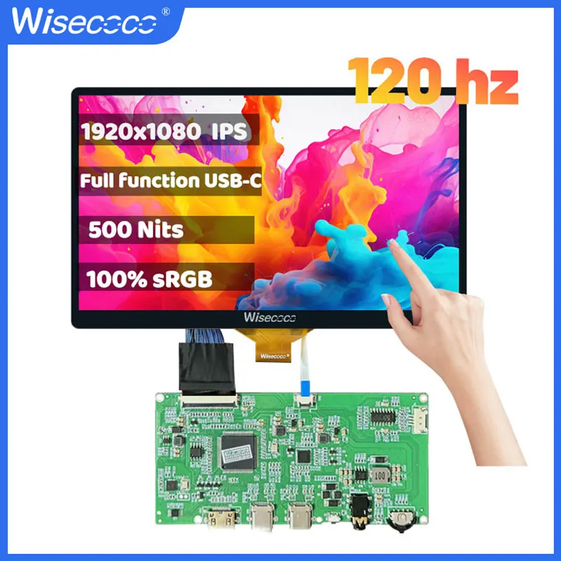 Wisecoco 7 Inch 120hz IPS LCD Display 1920*1080 TFT Touch Screen For Portable Handheld Gaming Device Raspberry Pi PS5/4 Phone