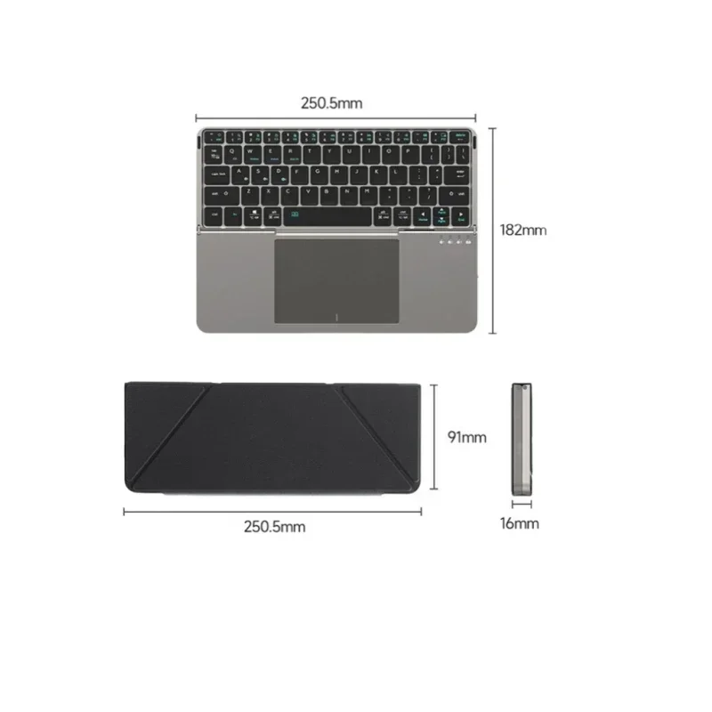 Foldable Magnetic Keyboard Folding Bluetooth Keyboard with Touchpad External Wireless Keyboard for Ipad/iphone/android/windows