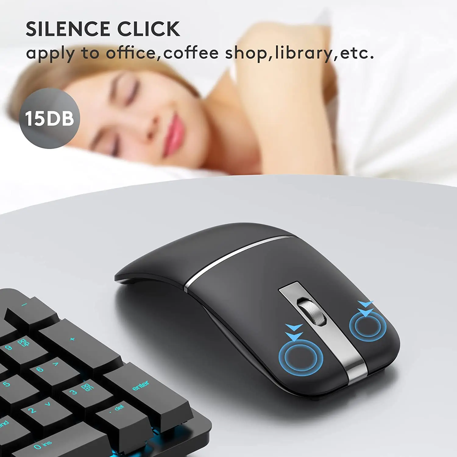 Wireless Bluetooth Arc Mouse Computer Rechargeable Silent for Travel Cordless Laptop Folding Ultra Slim Win11 Mac Tablet Macbook