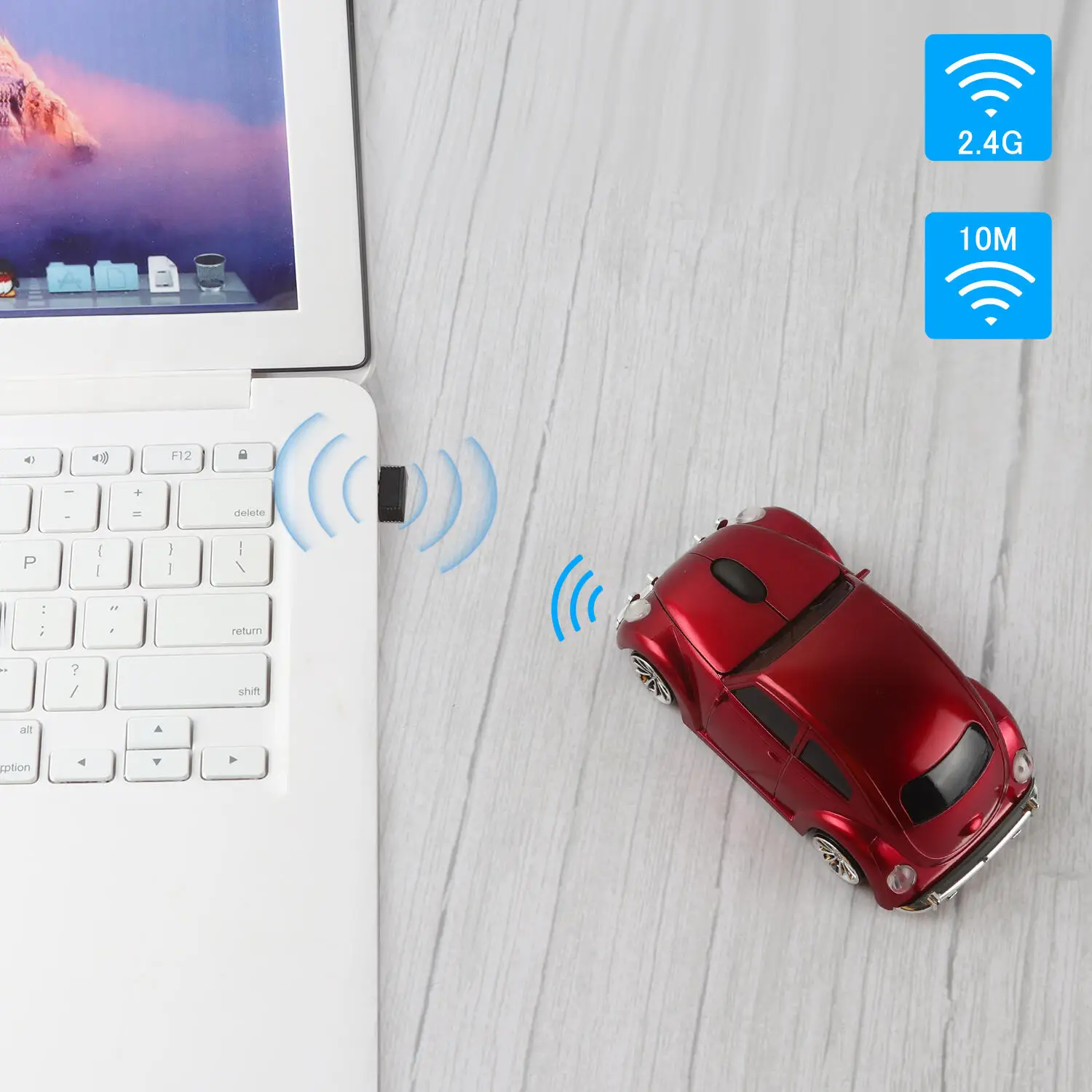 Cute VW Beetle Car Shape Wireless Mouse 2.4G 1600 DPI 3D Ergonomic Gaming Office Mice For PC Laptop Notebook Computer Gift