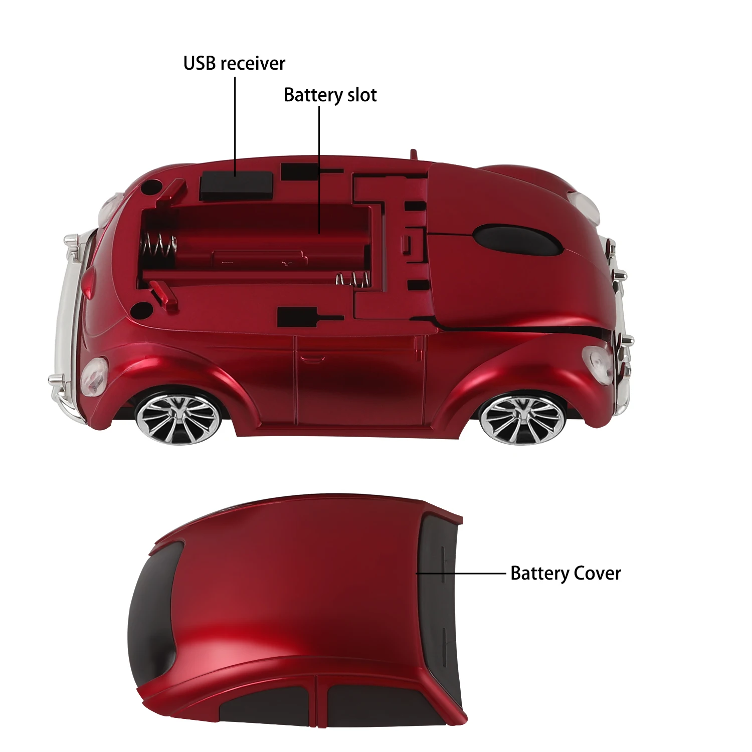 Cute VW Beetle Car Shape Wireless Mouse 2.4G 1600 DPI 3D Ergonomic Gaming Office Mice For PC Laptop Notebook Computer Gift