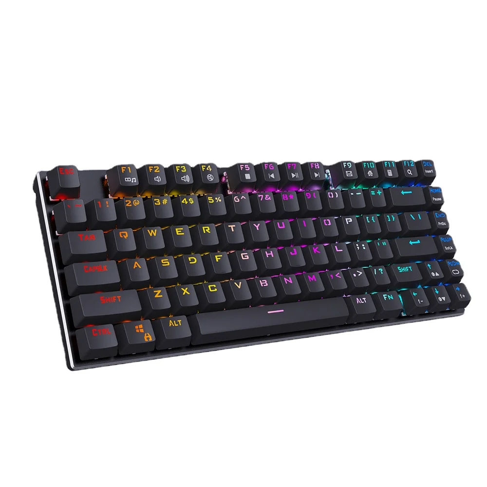 HUO JI Z88 USB Wired Mechanical Keyboard RGB Backlit Red Switch 81 Keys Hot Swappable Gaming Keyboard for Game Laptop PC Desktop