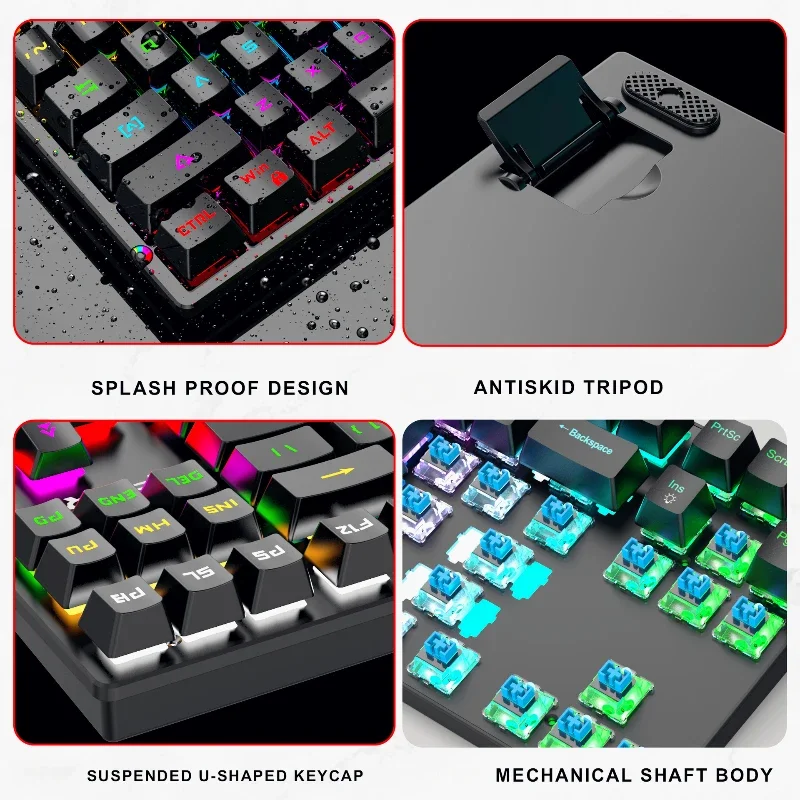 White mechanical keyboard gamer 87 keys wired gaming usb 90% keyboards rgb pc home office key board clavier gaming blanc teclado