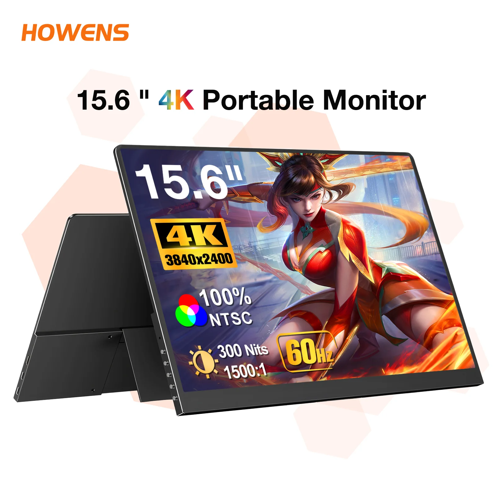 15.6 Inch 4K HD Display 2400P HDR100% 60Hz 16:10 IPS Display Support VESA HDMI Type-C Laptop PS5 Xbox Phone Mac External Display