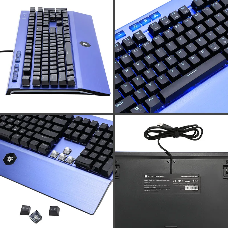 HEXGEARS GK739 Hot Swappable design Keyboard Gaming Kailh box Switch Mechanical Keyboard with White Blue backlit waterproof